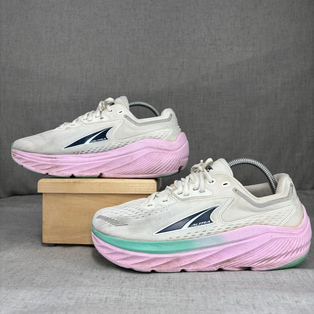 Altra Via Olympus Shoes White Pink Green Mesh Cushion Running Sneakers Size 9.5